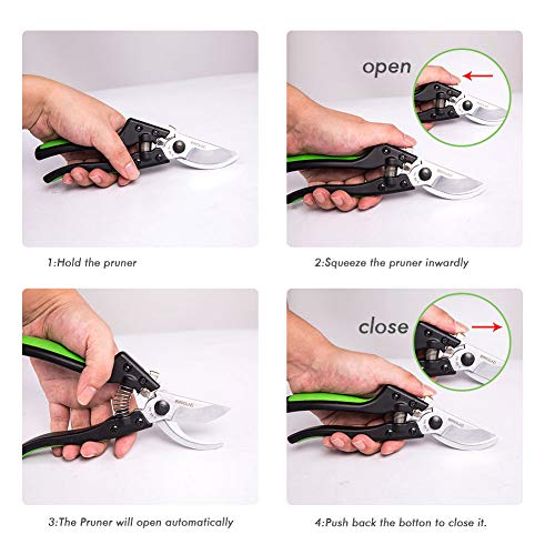 IRRIGLAD Steel Bypass Pruning Shears 8" Garden Scissors 2PC