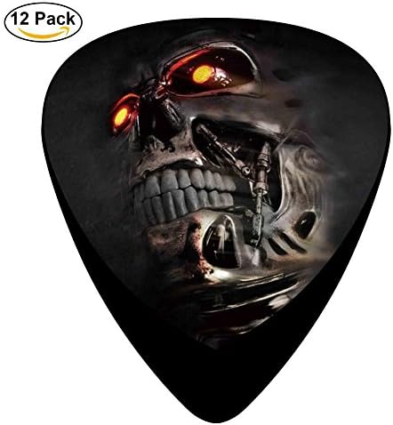 Skeleton Head Of Fine Steel Celluloid Guitar Picks 12 Pack Includes Thin,Medium,Heavy Gauges For Electric Acoustic Guitar