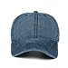 WINCAN Vintage Washed Dyed Cotton Twill Low Profile Adjustable Baseball Cap Denim 6 Panel Stitch Baseball Hat (Navy Blue)