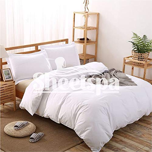 SHEETSPA Hotel Quality 1500 Thread Count 100% Egyptian Cotton Super King Size Zipper Closure Duvet Cover With 2pc Pillow Shams Premium 3PC Duvet Set (Super-King, White, Solid)