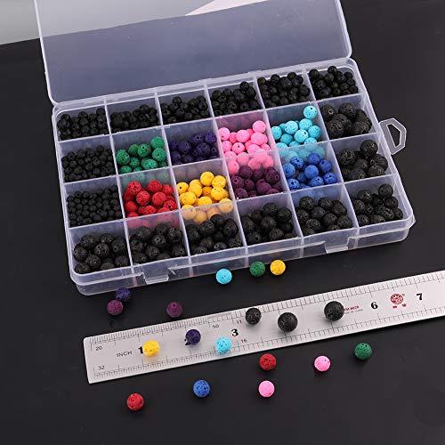 Fishdown 780 Pcs Black Lava Bead Kit Natural Colored 4-10mm Volcanic Stone Rock for Essential Oil Jewelry Making - Thumbnail 3