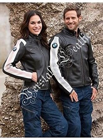 Kaohide BMW Style Black Motorbike Leather Jacket Motorcycle Racing Bike Leather Jacket (XL)