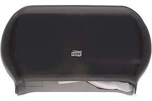 Tork Twin Toilet Paper Roll Dispenser Smoke for Conventional T24 Refills, Modern Look, 59TR (Pack of 1)