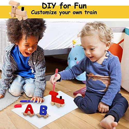 image for XREXS 28pcs Letter Train Wooden Alphabet Railway , Letter Alphabet Tra