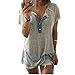 Ikevan 2017 Hot Selling Women Loose Casual Button Blouse T Shirt Tank Tops Gray