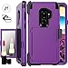Galaxy S9 Plus Wallet Case for Women,Auker Card Holder+Makeup Mirror Shockproof Case with Belt Clip Heavy Duty Military Grade Full Body Hybrid Protective Cover for Samsung Galaxy S9 Plus (Purple)