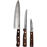 Chicago Cutlery B42 Walnut Tradition Knife Set 3-Piece | High-Carbon Stainless Steel | 3-Piece Knife Set | Walnut Handles | Full Tang Design | Triple Brass Rivets | Taper Grind Edge
