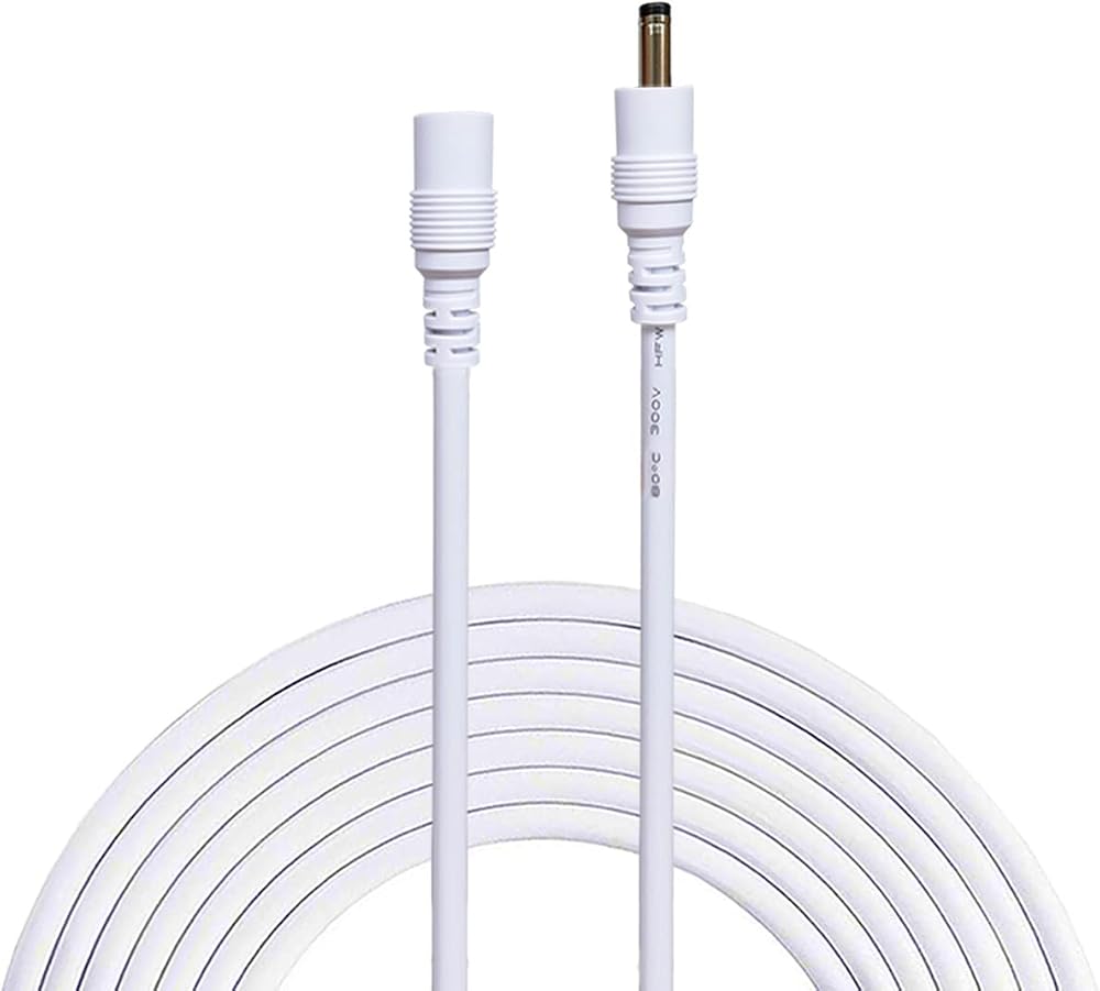 Liwinting 2m DC Power Extension Cable 1.35x3.5mm Male Female Jack White Camera