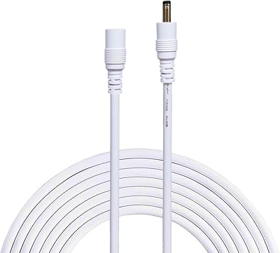 Liwinting 2m DC Power Extension Cable 1.35x3.5mm Male Female Jack White Camera