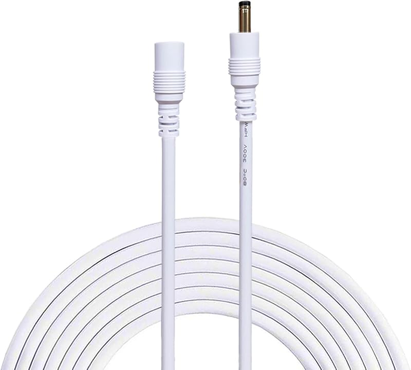 Liwinting 2m DC Power Extension Cable 1.35x3.5mm Male Female Jack White Camera