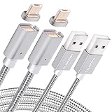 MAGNITTO GEN2 Magnetic Charging Cable Micro USB Adapter with Fast Quick Charger & High Speed Data Transfer Cord for Any Android Phones Tablets HTC Moto LG Samsung Galaxy S2 S3 S4 S6 S7-5ft (2-Pack)