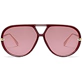 VANLINKER Oversized Trendy Polarized Aviator Sunglasses for Women Men Retro Round Sunglasses Vintage Shield Shades VL9798