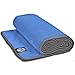 Youphoria Yoga Microfiber Non-Slip Towel - Hot Yoga Mat Towel for Enhanced Grip and Sweat Absorption - Blue with Gray Stitching