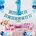 First 1st Birthday Boy Decorations Kit - Boy Color Little Man Kid First Birthday Decorations-Number One Balloon-1st Birthday Cake Topper Birthday Banner Pom Poms Balloons Baby Shower Decor (m, Blue)