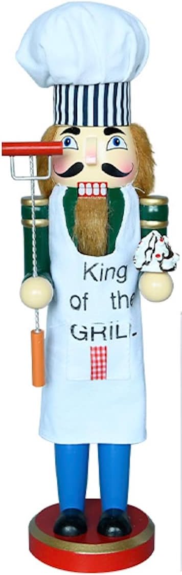 Nutcrackers - 14 inches Wooden Nutcrackers Christmas Decoration Chef King of Grill Handmade Traditional Wooden Collectible Nutcracker, Christmas Table Decoration (White)