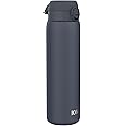 Ion8 1 Litre Stainless Steel Water Bottle, Leak Proof, Easy to Open, Secure Lock, Dishwasher Safe, Carry Handle, Flip Cover, Easy Clean, Durable, Scratch Resistant, 1200 ml/40 oz, Ash Navy Blue