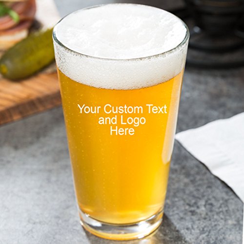 ANY TEXT, Custom Customized Engraved Pint Glasses for Beer, 16 oz Stein - Personalized Laser Engraved Text Customizable Gift For Him, For Her, For Wife, For Husband, For Them (Single Side Engraving)