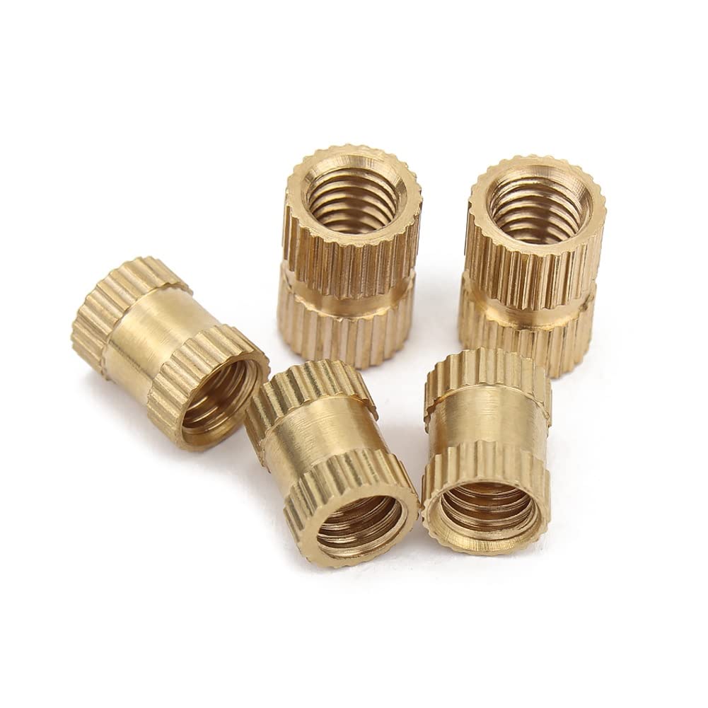 CONPHERON Brass Female Thread Knurled Nuts Threaded Insert Embedment Nut M3x5x5 mm,60 pcs