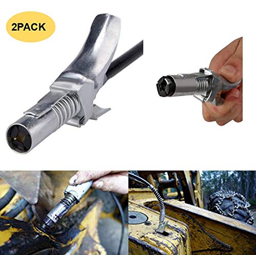 Saying 2-Pack Silver Heavy-Duty Quick Release Grease Coupler, 1/8" NPT, Oil Gun Nozzle/Grease Coupler, Zerk Accessories Durable Locking clamped Metal Quick Release Grease