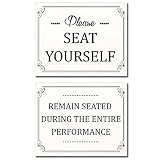 Bathroom Funny Wall Art Prints - Set of two 8x10 Photos - Please Seat Yourself