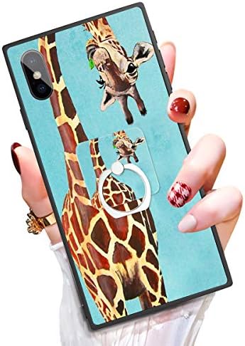 Someseed Case for iPhone X iPhone 10 Case with Kickstand Ring Holder Duty Shock Absorbent PC TPU Full Body Drop Protection Modern Design Giraffe Cover for iPhone X/10
