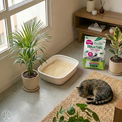 Areia de Mandioca Biodegradável para Gatos Grãos Médios 8kg | Granulado natural de mandioca, compostavel, alta absorcao e controle de odor, rende ate 30 dias por gato