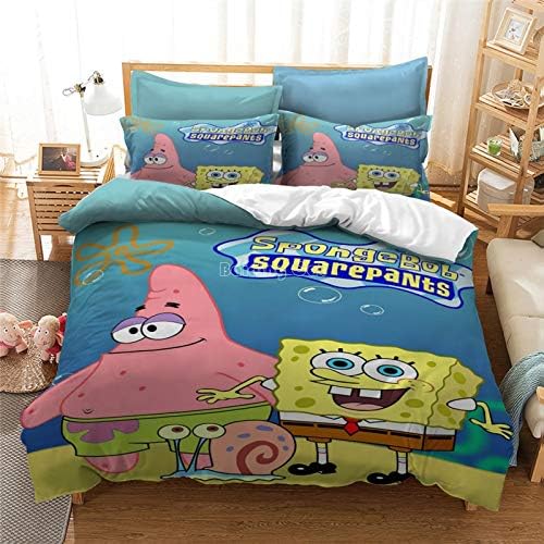 Xinxin 3D Cartoon Spongebob Bedding Set Polyester Cotton 3D Duvet Cover