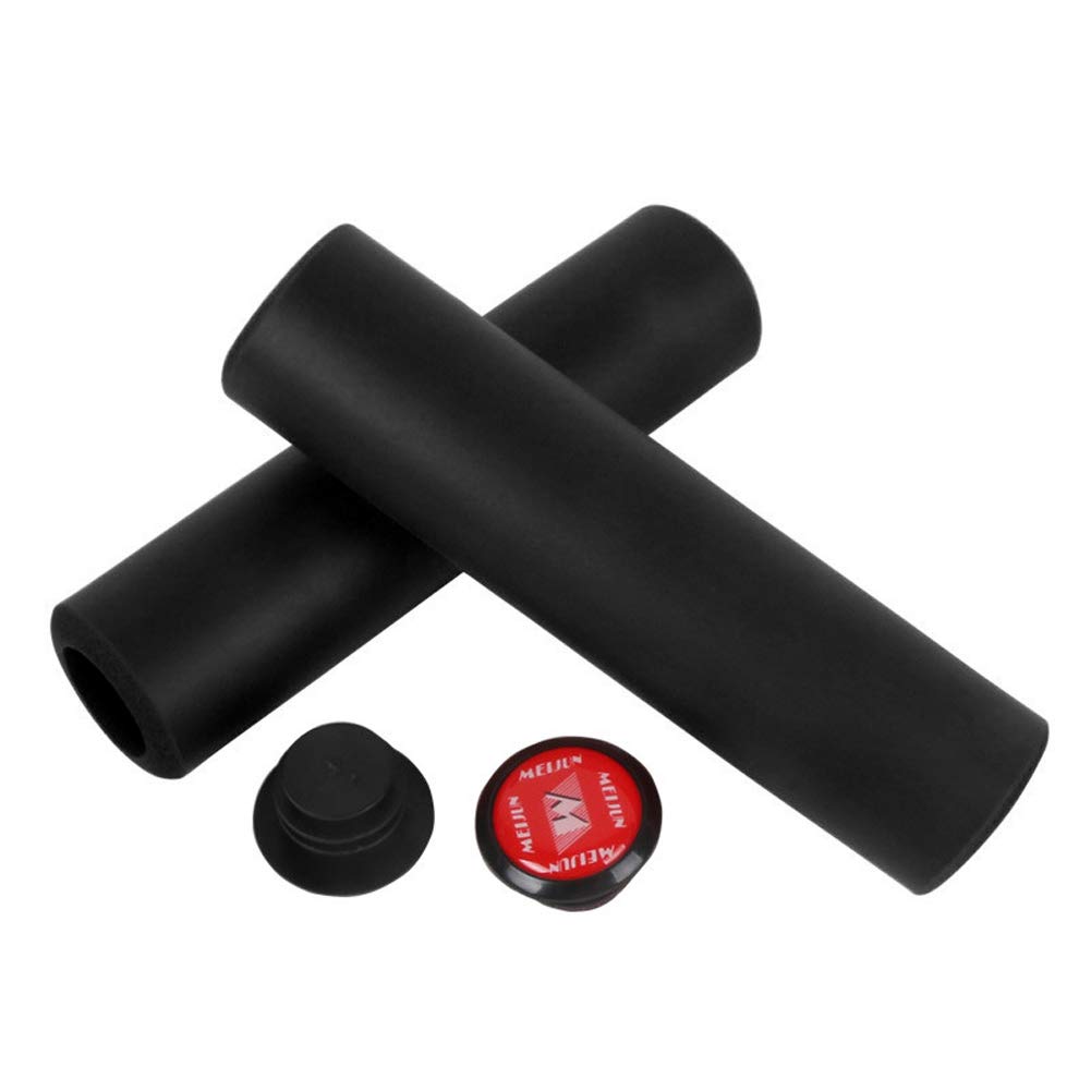 VGEBY1 1Pair Handlebar Grips, Silica Gel Bike Handle Grip Bicycle Handlebar Cover Cycling Accessory with Bar Ends(Black)