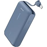 Belkin Portable Charger, Portable Power Bank with Integrated Cable 10000 mAh 20W - Fast Charge USB C Power Delivery - iPhone 17, Air, Pro, Pro Max, iPad, AirPods, Apple Watch, Galaxy S25, etc. - Blue