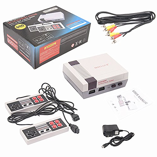 MAYLUCK Mini Video Game Consoles Classic Game System Family Computer Double Controller With Built in 600 Games PAL & NTSC