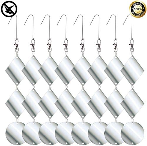 Chephon Bird Repellent Discs Set - Harmless Dual-Sided Reflective Bird Deterrent Discs - 24pcs(16 Diamond+8 Round) - Most Effectively Scare All Birds Away Like Woodpeckers, Pigeons and Geese