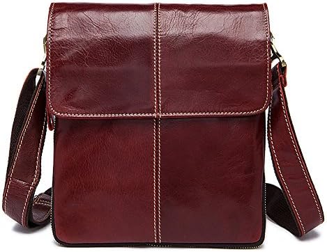 LANPAD Men's Vintage Genuine Leather Messenger Satchel Shoulder Bags (red wine)