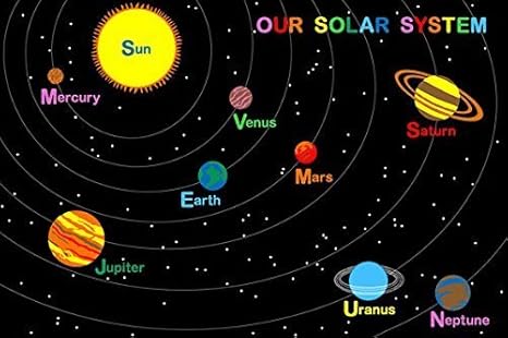 Kids Reversible Area Rug Solar System Learning Carpet Game Room Black Design 6 7 Feet 9 Inch X 10 Feet