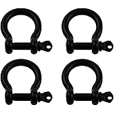Bow Shackle ZZHXSM 4pcs Black 304 Stainless Steel Bow Anchor Shackle Outdoor Anchor Camp Buckle Accessory Bow Shape Load Clamp Screw Pin