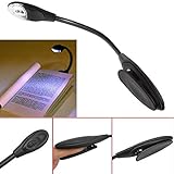 HYJM Mini White LED Clip Booklight Portable Travel Book Reading Light Lamp