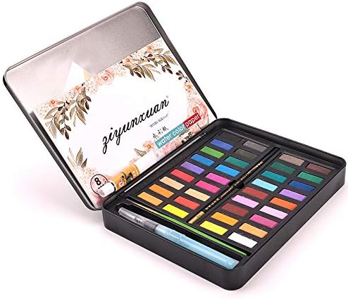 AKDSteel 36 Colors Solid Watercolor Artist Paint Set Painting Pigment Box Art Supplies for School Office