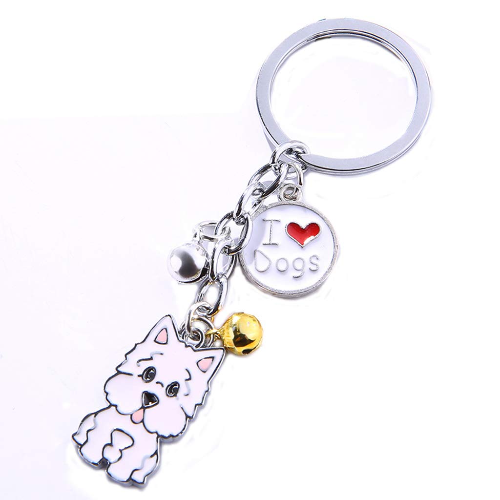 BbearT® Dog Tag Dog Key-ring Keychain,Cute Small Dog Puppy ID Tags Metal Dog Keychain Keyring Keyfob Key Tags Car Keyring Bag Charm Birthday (West highland white terrier)