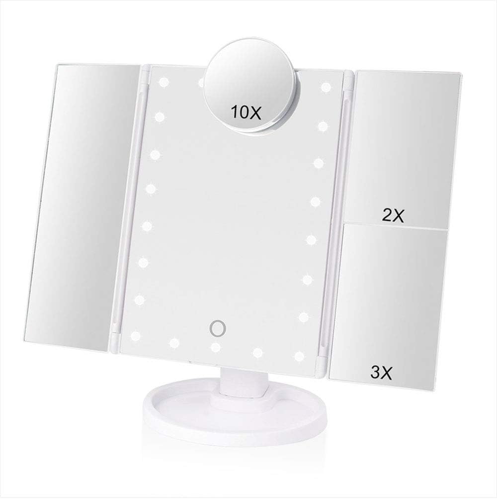 Miroir De Maquillage Double Face Avec éclairage LED De 20,3 Cm Avec Grossissement X1/10, Montage Mural, Miroir Cosmétique HD, Miroir De Salle De Bain Pivotant à 360°, Miroir De Rasage Réglable, Noir