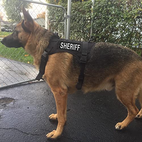 Sheriff Embroidered Patches Hook and Loop, Durable Fabric Police Patch for Officer Guard Uniforms Vest, Jacket, Carrier, Hat, One Small and One Large Black