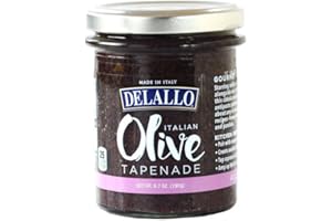 DeLallo Black Olive Tapenade in Oil, 6.7 Ounce Jar, Olive Spread Condiment for Snacking, Made with Premium Extra Virgin Olive OIl