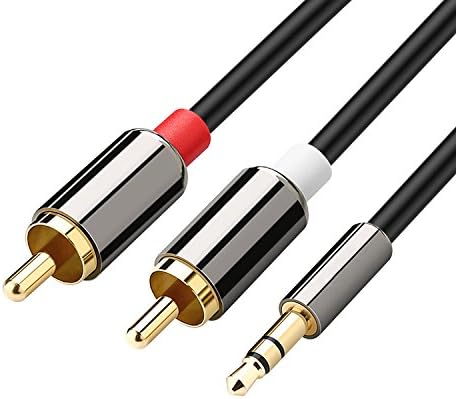 RCA Audio Cable, 3.5mm to 2-Male RCA Adapter Cable with Gold-Plated Connectors for iPod, iPhone, iPad, TV, Car, Speaker, DVD (6.6 Feet)