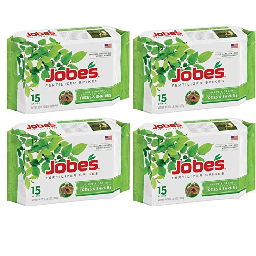 Jobe's Tree Fertilizer Spikes, 16-4-4 Time Release Fertilizer for All Shrubs & Trees, 15 Spikes per Package - 4
