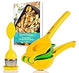 Viore Kitchen Lemon Squeezer w/ Tea Infuser | Manual Citrus Press | Handheld Lime Juicer | Includes Recipe eBook