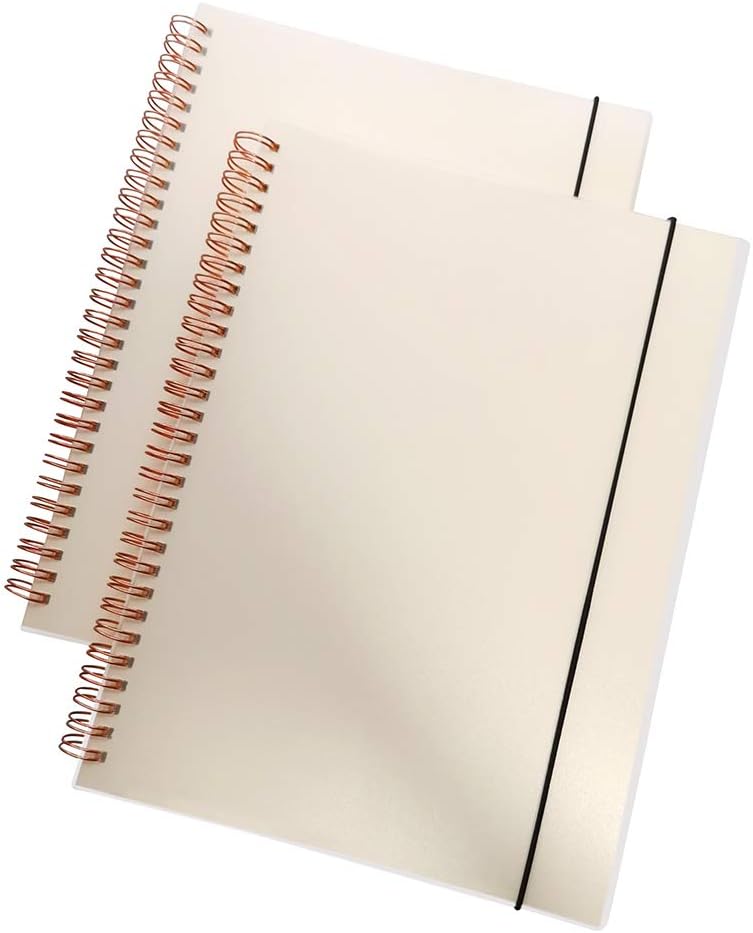 SPIRITMATE 2 Pack B5 Spiral Notebooks Hardcover with Elastic Closure Band 100g Thick Paper Dot/Ruled/Graph/Blank Wirebound Journals, 70 Sheets/140 Pages Per Each Notebook (Blank)