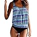 Mandystore Women Bandeau Bikini Top Plus Size Printed Tankini Swimwear Swimsuit Bathing Suit for Women (L, Blue)