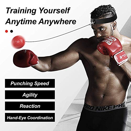 Boxing Reflex Ball Head Fight Ball Reflex on String Portable Boxing Training Ball Boxing Equipment with Headband for Training, Hand-Eye Coordination and Fitness