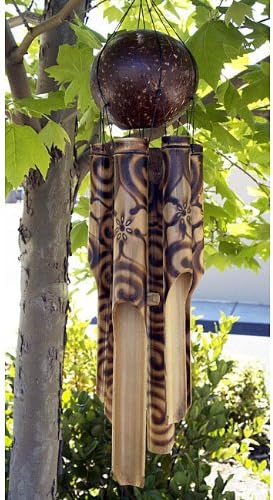 Bamboo Burnt Hibyscus Handmade Wind Chime of Bali, Indonesia