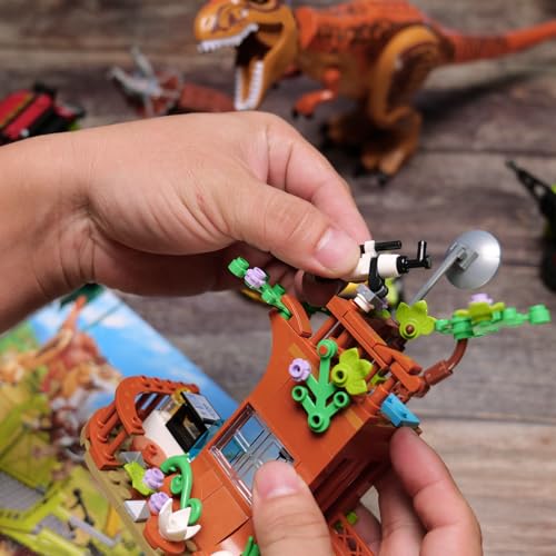 Jurassic Dinosaur ideas Building Set,Compatible with Lego Dinosaur T-Rex Triceratops Capture Truck with Tree Observatory, STEM Toys Gift for Kids and Adults for Boys Age 8-12 517PCS