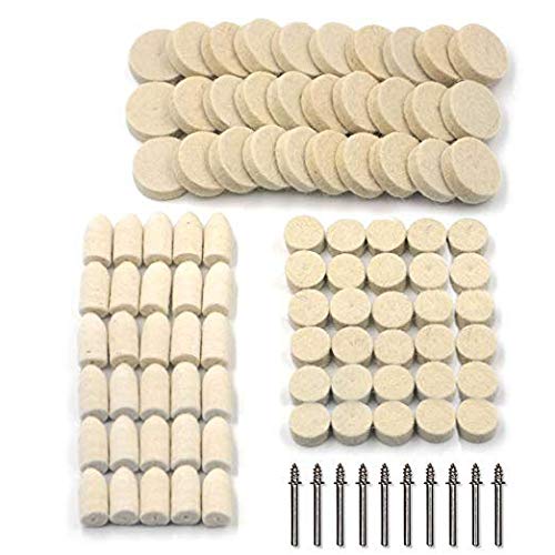 100Pcs Wool Felt Polishing Pad & Polishing Wheel, Kicpot Point & Mandrel Kit for Dremel Rotary Tools (100Pcs) (Best Wheel Polishing Kit)