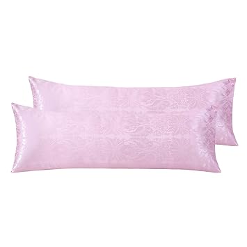 Amazon Com Homiest Floral Satin Body Pillow Cover Set Of 2 Pink